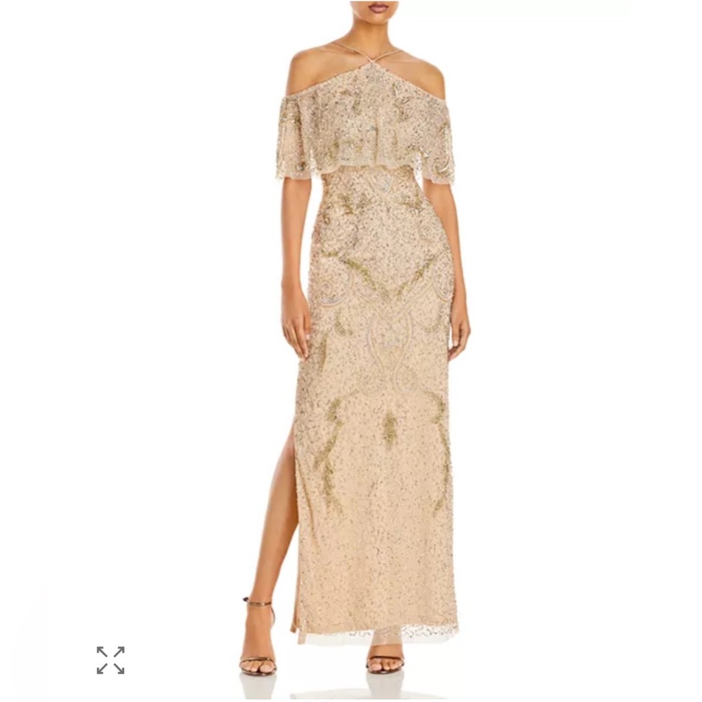 Aidan Mattox Cold-Shoulder Beaded Gown - Exclusive
